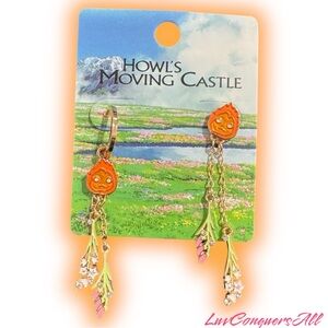 Studio Ghibli Howl's Moving Castle Calcifer Floral Earrings